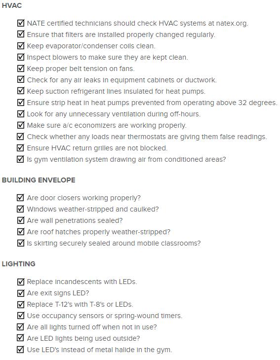 Schools Checklist