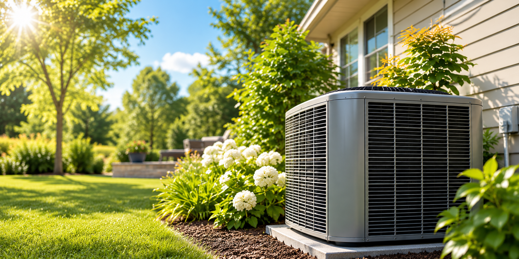 Outdoor air-conditioning unit during summer
