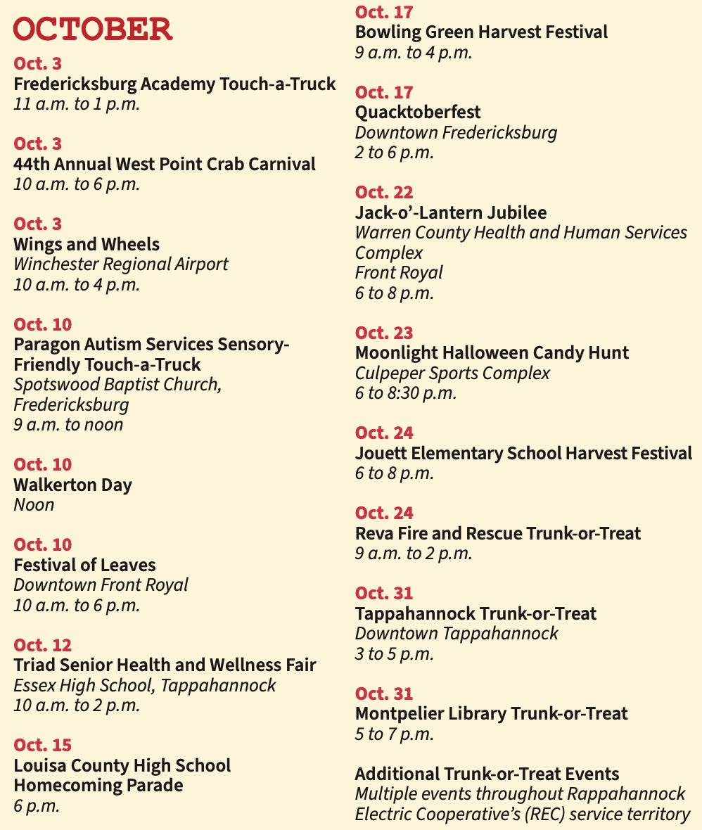 October Community Events List